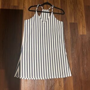Blue white striped nautical mini dress